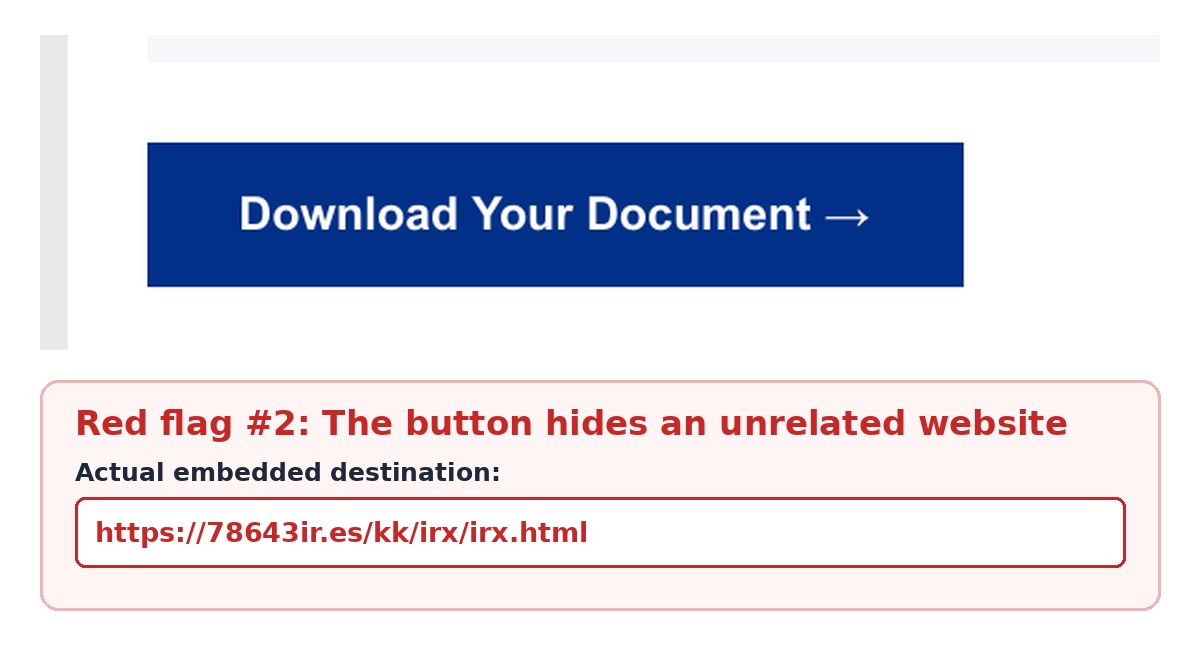 The Download Your Document button leads to a website that is not IRS.gov
